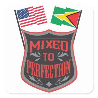 Mixed To Perfection Guyana American Flag Pride Square Sticker