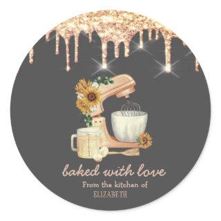 Mixer Sunflowers Drips Bakery   Classic Round Sticker