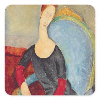 Mme Hebuterne in a Blue Chair, 1918 Square Sticker