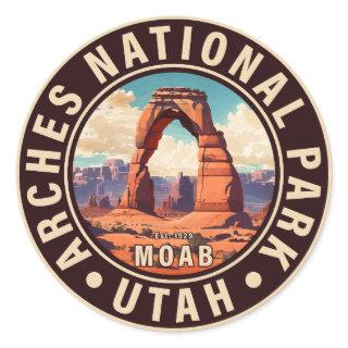 Moab Arches National Park Utah Delicate Arch Retro Classic Round Sticker