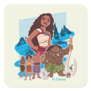 Moana & Crew Sail Beyond the Horizon Square Sticker