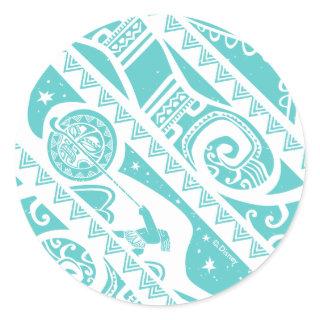 Moana | Teal Tribal Pattern Classic Round Sticker