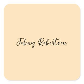Moccasin Peachy Yellow Plain Elegant Professional Square Sticker