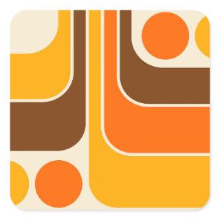 Mod 1970s Retro Style Geometric Design Square Sticker