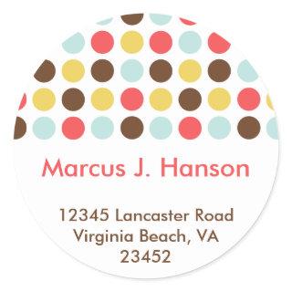 Mod dots retro chic custom circle address label