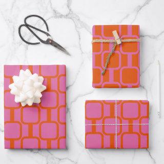 Mod Links Geometric Bright Pink & Orange Patterns  Sheets