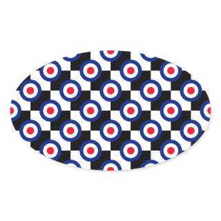 Mod Target Pattern Polka Dots Fashion Vintage Oval Sticker