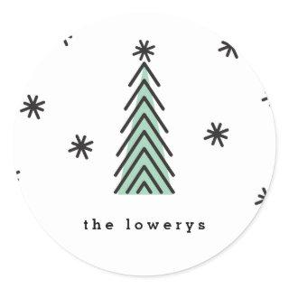 Mod Tree Holiday Round Sticker