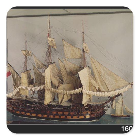 Model of the ship 'L'Achille' Square Sticker
