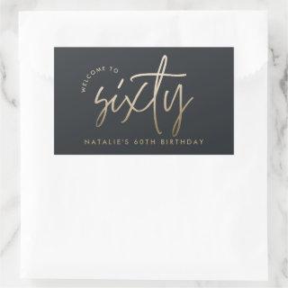 Modern 60th birthday simple stylish elegant script rectangular sticker