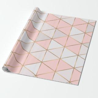 Modern Abstract Geometric Triangles Peach Gold