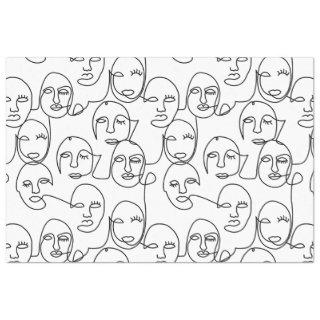 Modern Abstract Lines Faces Continuous Line Art Tissue Paper