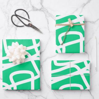 Modern Abstract Lines Green White Cute Whimsical  Sheets