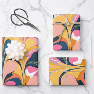 Modern Abstract Marble Swirl in Pink and Yellow   Sheets