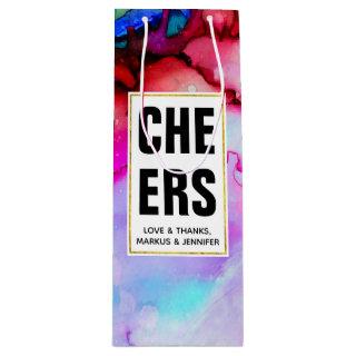 Modern Abstract Marble Watercolor Design Cheers Wine Gift Bag