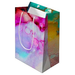Modern Abstract Marble Watercolor Design Medium Gift Bag