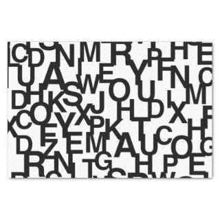Modern, abstract, messy pattern with letters tissue paper