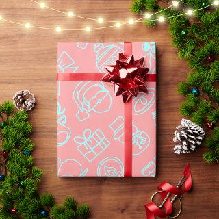 Modern Abstract Pink and Blue Christmas Pattern