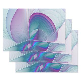 Modern Abstract Pink Blue Turquoise Fractal Art  Sheets