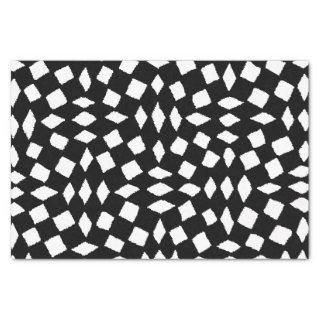 Modern Abstract Retro Black White Checker Pattern Tissue Paper