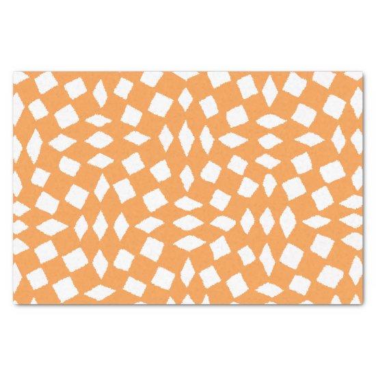 Modern Abstract Retro Orange Checker Pattern Tissue Paper