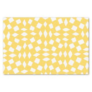 Modern Abstract Retro Yellow Checker Pattern Tissue Paper