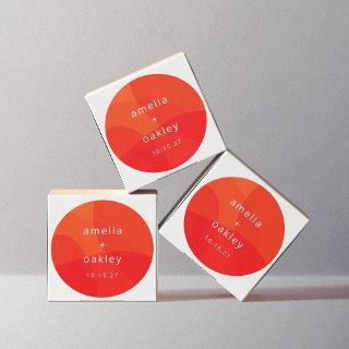 Modern Abstract Shapes Orange Bold Custom Wedding Classic Round Sticker