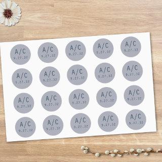Modern Abstract Slate Blue Gray Mist Initials Classic Round Sticker