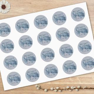 Modern Abstract Slate Blue Gray Mist Watercolor Classic Round Sticker