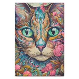 Modern Abstract Tabby Cat Tissue Paper