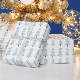 Modern Abstract Winter Christmas Tree Blue White