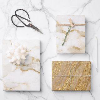 Modern and chic white marble gold glitter   sheets