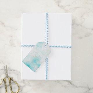 Modern Aqua Gold Alcohol Ink Art Watercolor Ocean Gift Tags