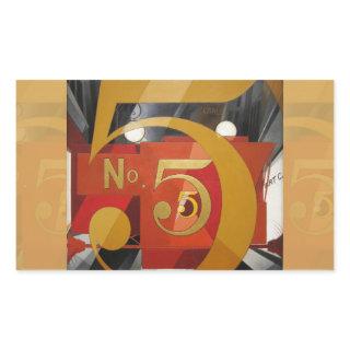 Modern Art Cubist Demuth Figure 5 in Gold Rectangular Sticker
