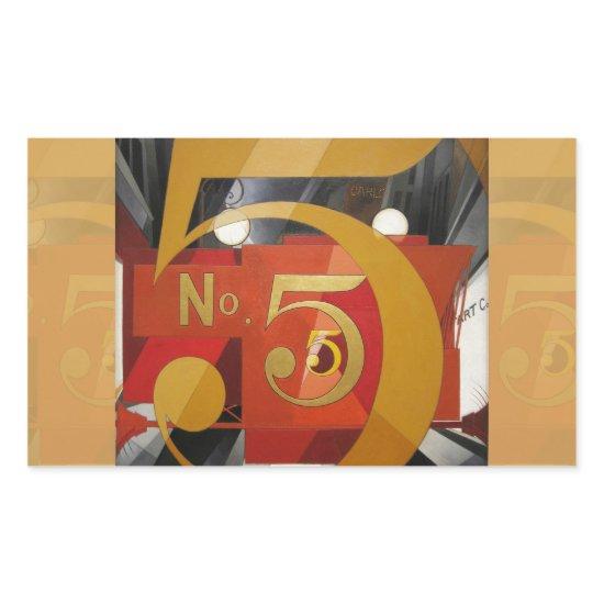 Modern Art Cubist Demuth Figure 5 in Gold Rectangular Sticker
