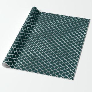 Modern Art Deco Teal Silver Quatrefoil Vip