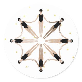 Modern Artistic Synchronized Swimmers Gold Dots    Classic Round Sticker