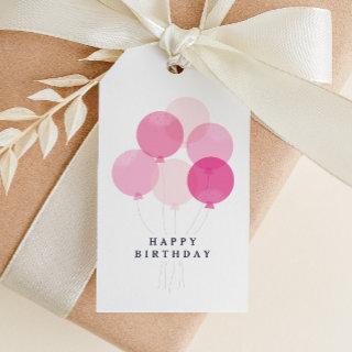 Modern Balloon Bunch Pink Happy Birthday Gift Tags