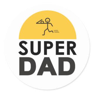 Modern Beautiful Design "SUPER DAD" Classic Round Sticker