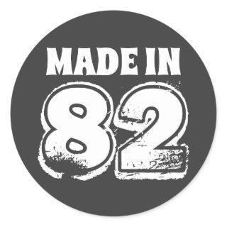 Modern Birthday Made in 82 Black & White Classic Round Sticker