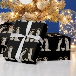 Modern Black and Gold Nativity Crib Christmas