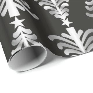 Modern Black And Silver Christmas Trees Pattern
