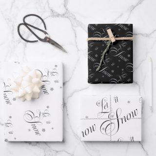 Modern Black and White - Let it Snow Wrapping Pape  Sheets