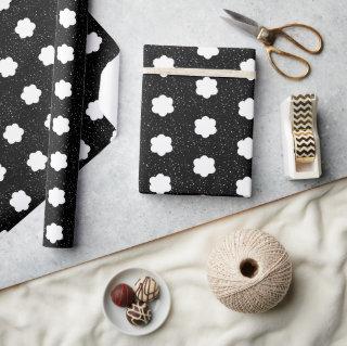 modern black and white retro floral