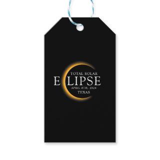 Modern Black & Gold 2024 Texas Total Solar Eclipse Gift Tags