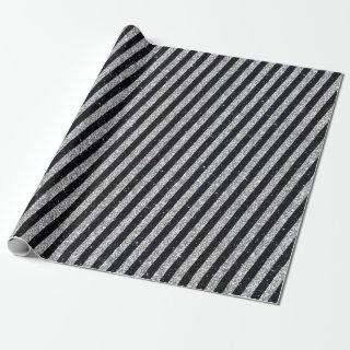 Modern Black Silver Glitter Stripes Pattern