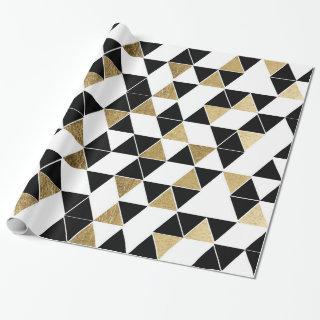Modern Black, White, and Faux Gold Triangles