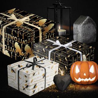 Modern Black White And Gold Chic Adult Halloween  Sheets