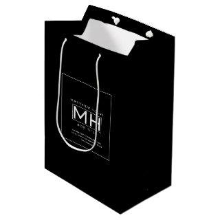Modern Black & White Business Professional Medium Gift Bag