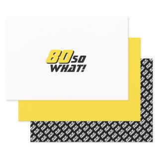 Modern Black Yellow Typography 80th Birthday  Sheets